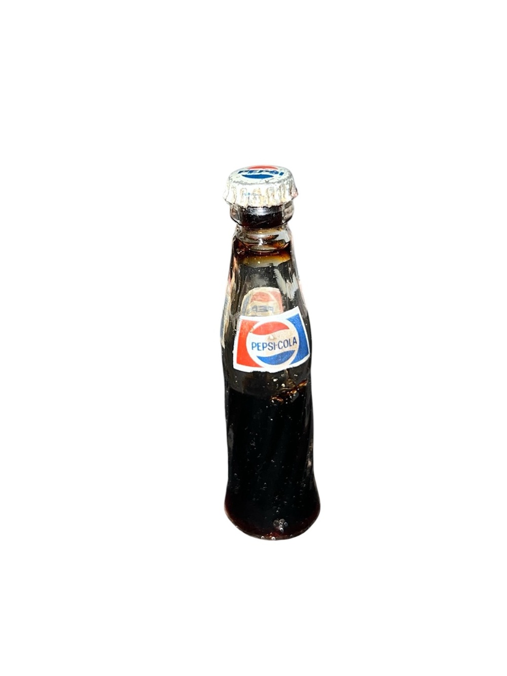 Vintage Pepsi Mini Glass Bottle With Pepsi In It Collectible Pepsi Cola